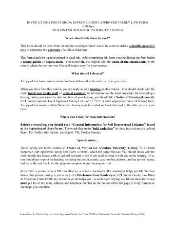 Motion for Scientific Paternity Testing - Florida State Courts