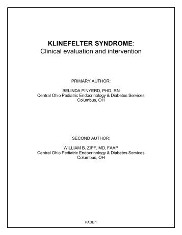 KLINEFELTER SYNDROME Clinical Evaluation And Intervention