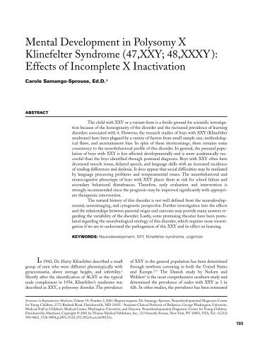 Mental Development in Polysomy X Klinefelter Syndrome (47,xxY ...