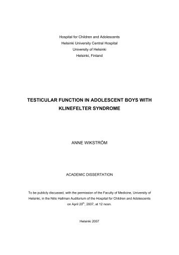 Testicular function in adolescent boys with klinefelter syndrome - Doria