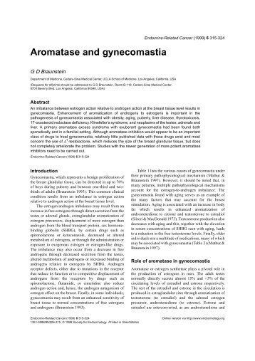 Aromatase and gynecomastia - Endocrine-Related Cancer