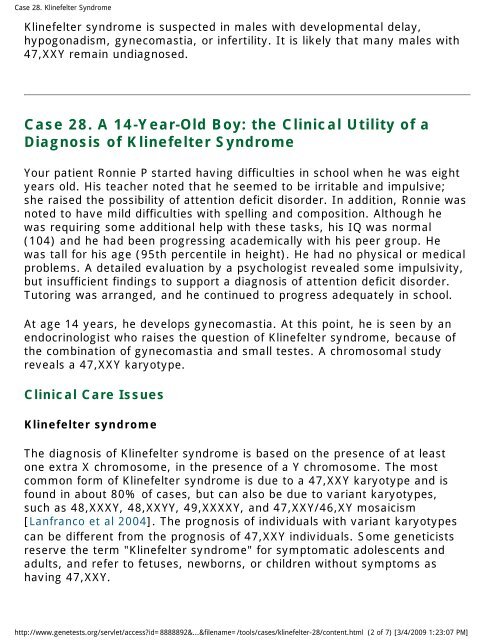 Case 28. Klinefelter Syndrome