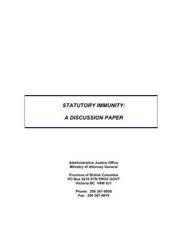 Statutory Immunity: A discussion paper - Ministry of Justice