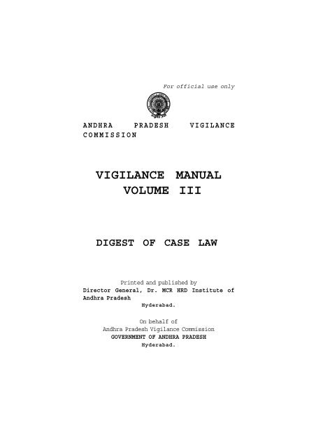 VIGILANCE MANUAL VOLUME III - AP Online