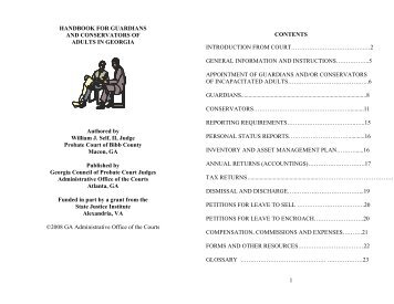 Handbook for Guardians and Conservators of - State Justice Institute