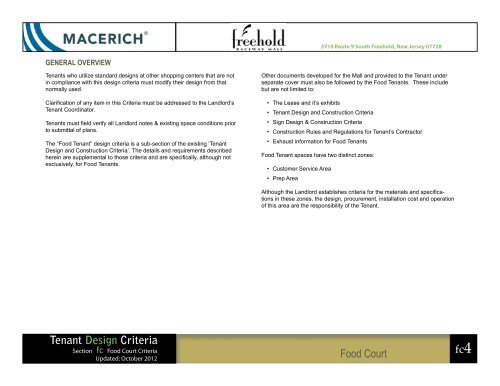 Food Court Tenant Design Criteria - Macerich