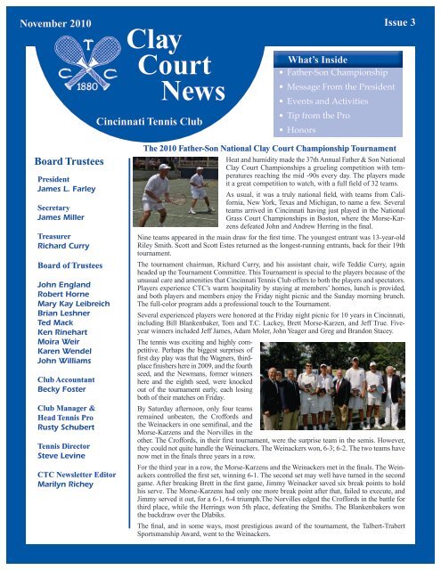 Clay Court News - Cincinnati Tennis Club