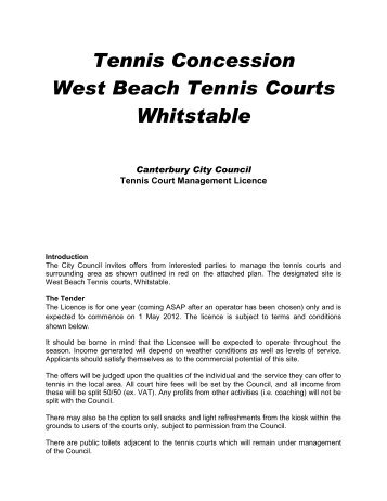 West Beach Tennis Courts concession - Canterbury City Council