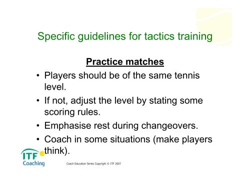 tactical training for advanced players on court - Coaching - ITF