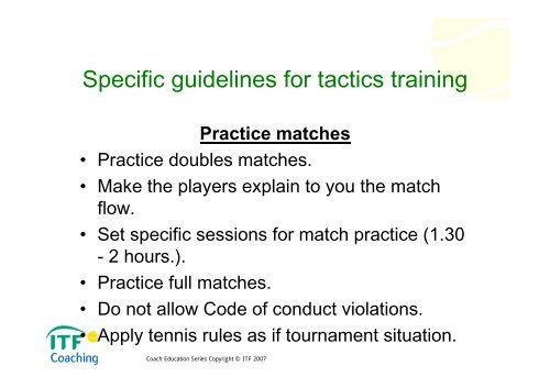 tactical training for advanced players on court - Coaching - ITF