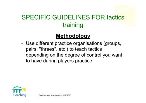 tactical training for advanced players on court - Coaching - ITF
