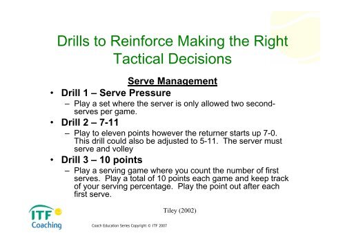 tactical training for advanced players on court - Coaching - ITF