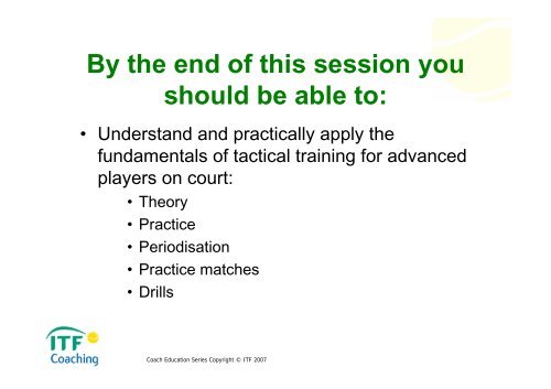 tactical training for advanced players on court - Coaching - ITF