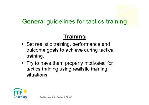tactical training for advanced players on court - Coaching - ITF