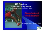 Biomechanics of Tennis Movement - Coaching - ITF