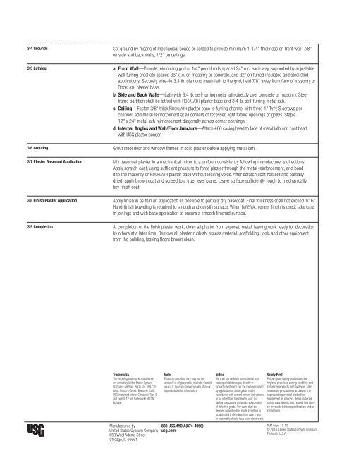 Lathing & Plastering Specifications for