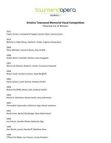 Kristina Townsend Memorial Vocal Competition - Townsend Opera ...