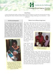 Lesen Sie hier unseren Patenbericht 04/12 - Geschenke der Hoffnung