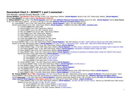 Descendant Chart 3 BENNETT 1 And 2 Connected C June Barnes
