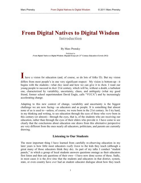 Digital Wisdom - Marc Prensky