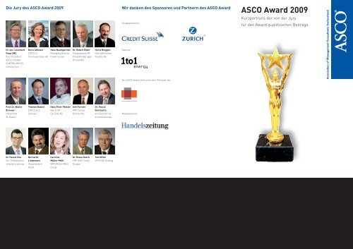 ASCO Award 2009 - Peter Schmid Projektmanagement