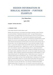 HIDDEN INFORMATION IN BIBLICAL HEBREW – FURTHER ...