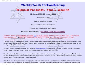 Weekly Triennial Reading Archieves Beresheit - Messianic Torah ...