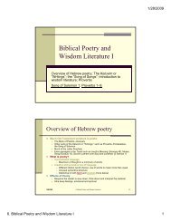 6. Biblical Poetry and Wisdom Literature I