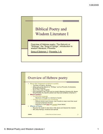 6. Biblical Poetry and Wisdom Literature I