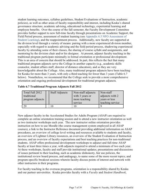 final version of the self-study document - Keuka College's Middle ...