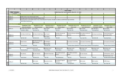 Site Visit Schedule March 24-27, 2013 - Keuka College's Middle ...