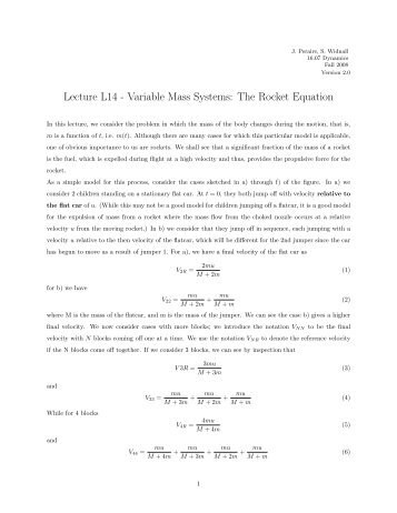 Variable Mass Systems: The Rocket Equation - MIT OpenCourseWare