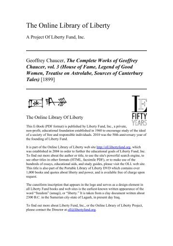Online Library of Liberty: The Complete Works of Geoffrey Chaucer ...
