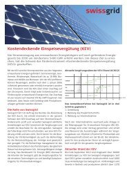 Kostendeckende Einspeisevergütung (KEV) - Swissgrid