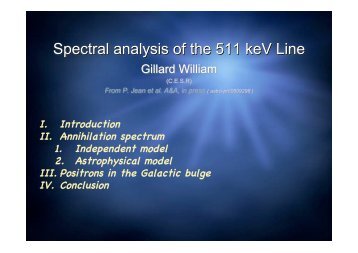 Spectral analysis of the 511 keV Line - SLAC