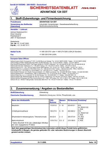 1. SICHERHEITSDATENBLATT ADVANTAGE 124 ODT - Roshard