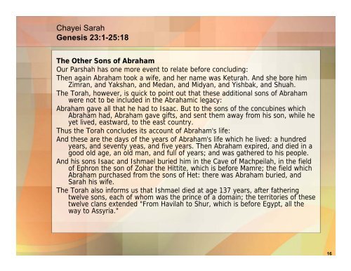 Chayei Sarah Genesis 23:1-25:18 - The Jewish Home