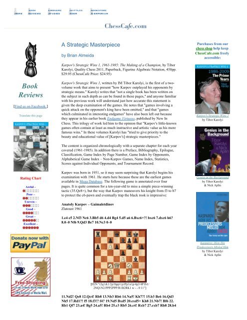 Karpov's Strategic Wins 1 - Chess Cafe
