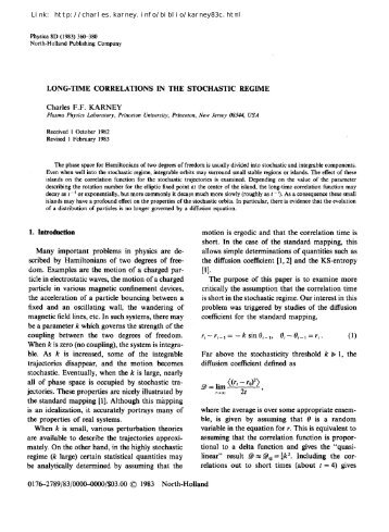 Long-Time Correlations in the Stochastic Regime - Charles Karney