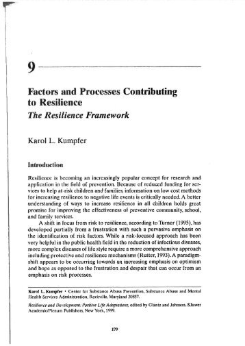 Factors and Processes Contributing to Resilience