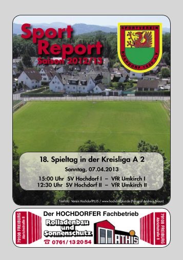 Sport Report - 18. Spieltag der Kreisliga A2 - Sonntag, 07.04.13