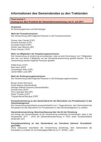 Informationen des Gemeinderates zu den ... - Gemeinde Schmitten