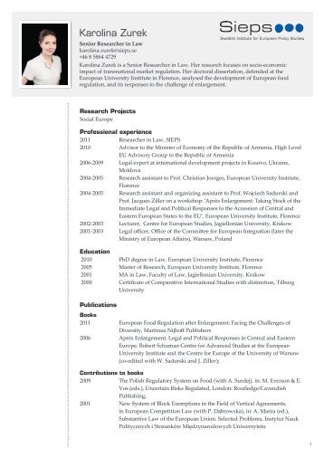 CV Karolina Zurek - Sieps