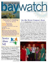 Rotary Club of Hilo Bay – December 6, 2006: Issue #21 2006-2007