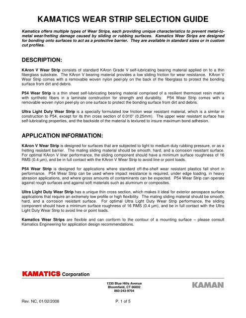kamatics wear strip selection guide - Kaman Corporation