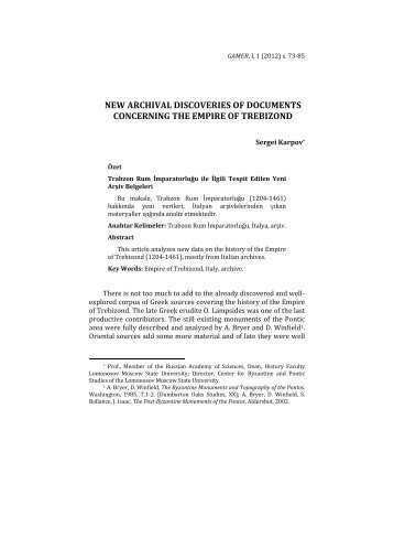 new archival discoveries of documents concerning the empire of ...