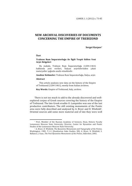 new archival discoveries of documents concerning the empire of ...