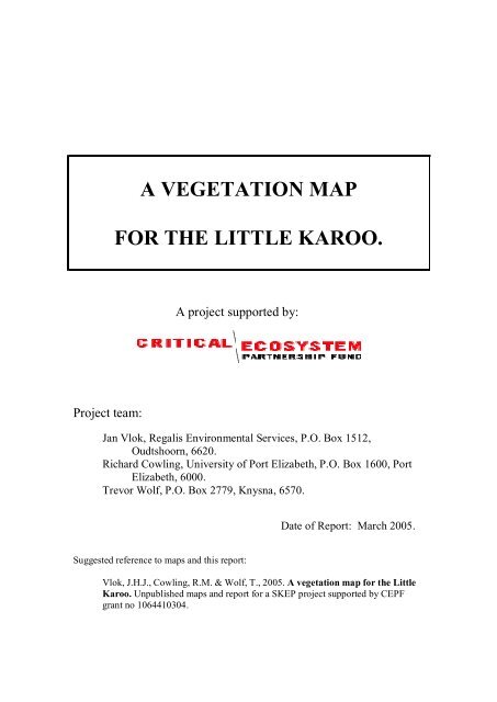 Vlok et al. 2005_Klein Karoo Vegetation Report