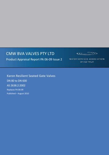 Karon Resilient Seated Gate Valves - Water Services Association of ...