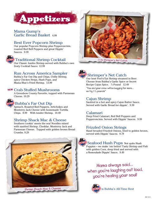 Bubba gump shrimp menu deals